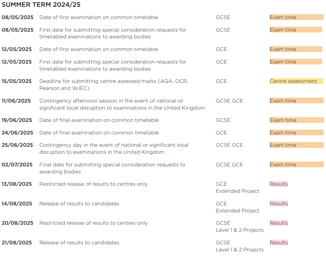 Exam Timetable